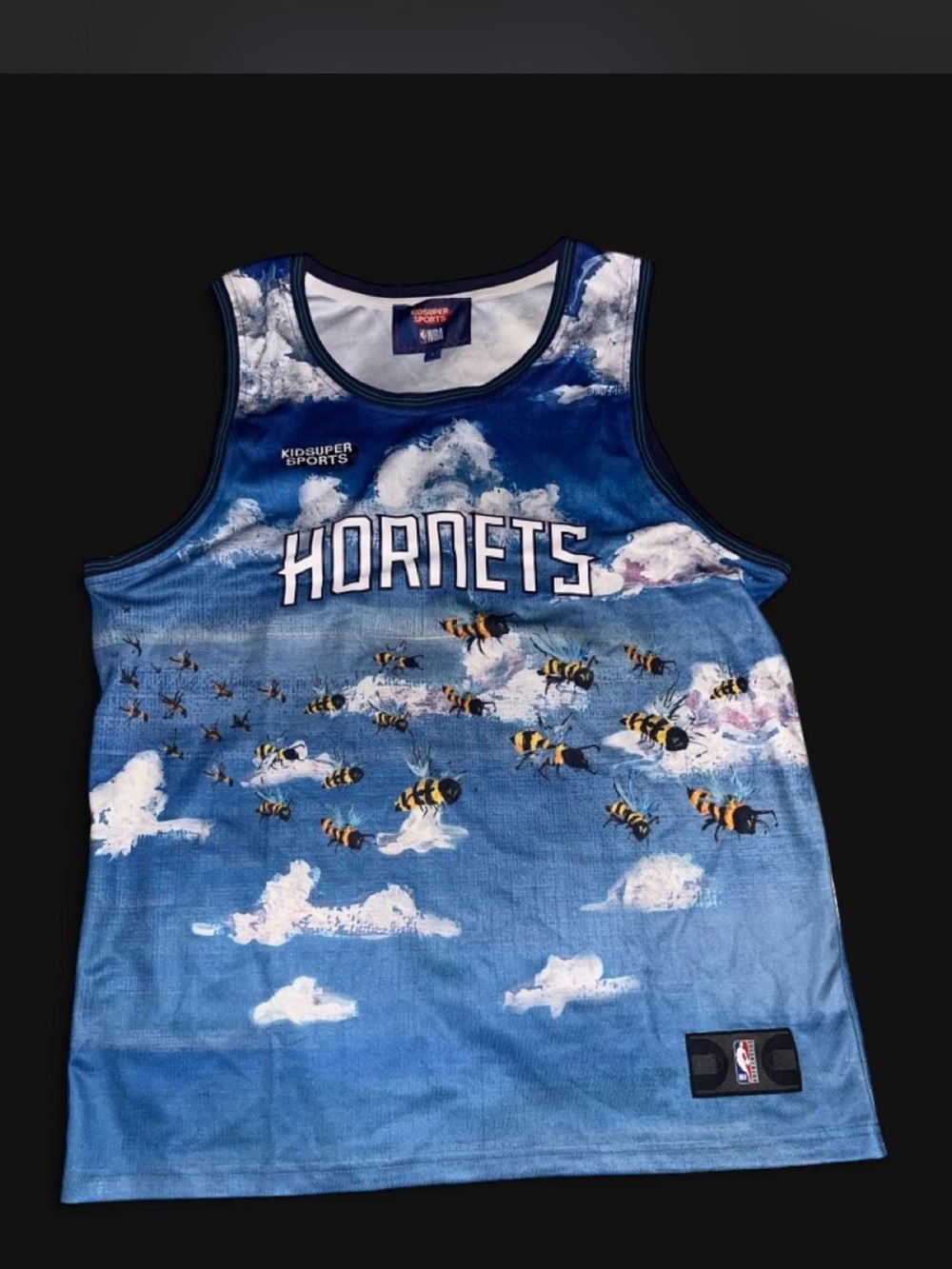 NBA Hornets Blue Cloud & Bee Graphic Jersey